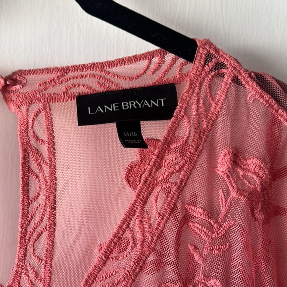 Rose Pink Lace Short sleeve Top - Lane Bryant - Picture 2 of 8